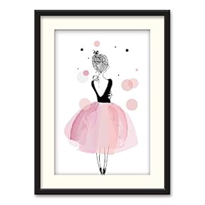 Black Framed Canvas Wall Art Elegant Ballerina Home Artwork Decoration for Living Room, Bedroom - 23x31 inches