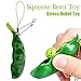WFFO Slow Rising Squishy Toy, Squeeze Bean Stress Relief Fidget Bean Squishies Toys Keychain Improve Focus Toy (Green)