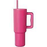 Simple Modern 40 oz Tumbler with Handle and Straw Lid | Leak-Proof Insulated Stainless Steel Water Bottle Travel Mug Cupholder Use | Gifts for Women Men Him Her | Trek Signature | Berry