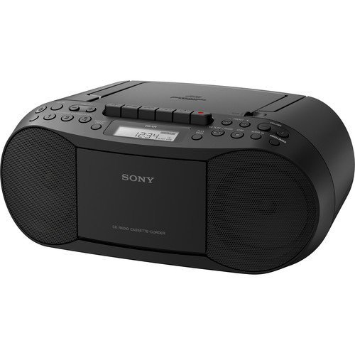 Sony Portable Digital Tuner AM/FM Radio Cd Player & Tape Cassette Recorder Mega Bass Reflex Stereo Sound System Plus 6ft Cube Cable Aux Cable to Connect Any Ipod, Iphone or Mp3 Digital Audio Player