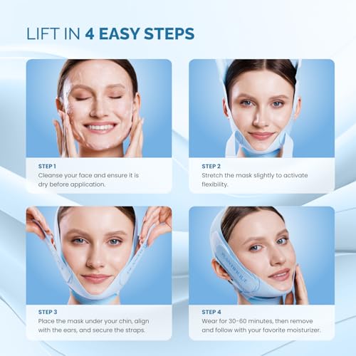 PLANTIFIQUE Chin Strap for Face Contouring - Reusable V Line Ice Silk Fabric Mask - Double Chin Shaping, Adjustable, Breathable Fabric - Jawline Shaper for Women & Men