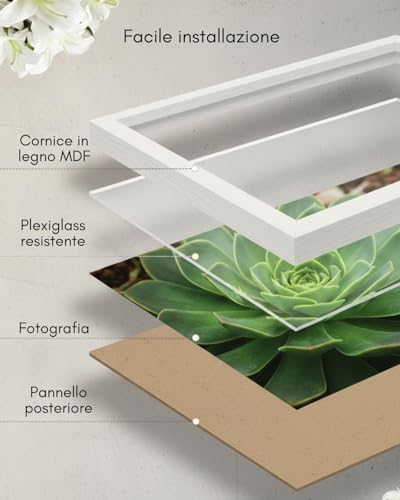 NOOGUI - Frame 20 x 30 cm - White Wood - Anti-Glare Front - For Photos, Diplomas, Poster or Puzzle - Vertical or Horizontal Positioning - Thickness 2 cm - Easy to Clean