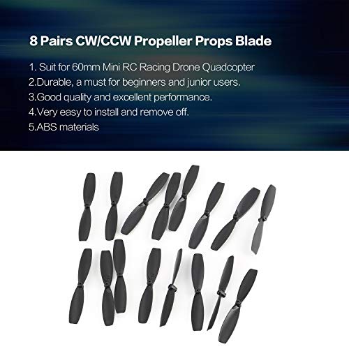 ToGames 8 Pairs CW/CCW Propeller Props Blade for RC 60mm Mini Racing Drone Quadcopter Aircraft UAV Spare Parts Accessories Component - Thumbnail 3