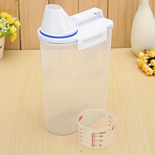 JISETY 2Kg Plastic Food Cereals Bean Rice Grain Storage Container with Measuring Cup New
