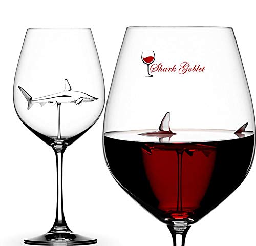 TTbuy Shark Wine Glass - Shark Wine Glasses with Shark Inside for Adults,Elegance Crystal Red Wine Glasses with Spin Shark,High-end Flutes Glass Perfect for Homes/Bars/Part (Shark Glasses) - Thumbnail 3