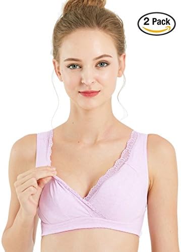 Queence Extra Soft Organic Cotton Maternity Nursing Bra Comfortable Sleep &amp; Breastfeeding with Seamless Wirefree and Anti-Bacterial Interior Paddings