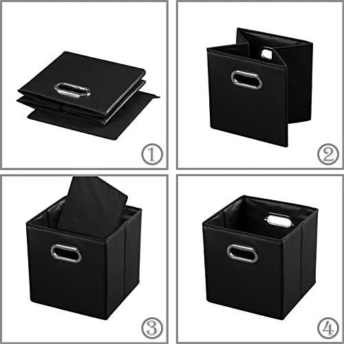 PRANDOM Leather Foldable Cube Storage Bins 11x11 inch [4Pack] Fabric