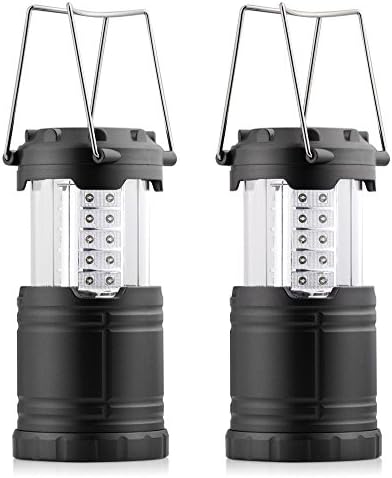 Tontec LED Camping Lantern, 2 Pack Ultra Bright Camping Light Collapsible Waterproof Energy-Saving Battery-Powered for Hiking,Hunting,Camping,Emergencies(Black)