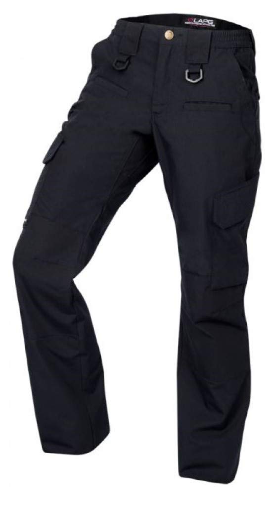 Photo 1 of LA Police Gear LAPG Women's Uniform Tactical Pants, Elastic Waistband, Mid Rise, Relaxed Fit, Durable Work Training Cargo Pants for Women, Navy, Size 14, Regular