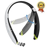 [Newest Design] Foldable Bluetooth Headset, Senbowe™ Upgrade Wireless Neckband Bluetooth Headset with Retractable Earbud and Foldable Design for iPhone, Android, Other Bluetooth Enabled Devices