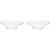 Cabilock Transparent Round Soap Box Bathroom Soap Container with Drainage and Anti-Slip Base Dish for Shower Home Outdoor Travel 4.33 X 4.33 X 2.75 in Pack of 2