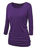 MBJ WT822 Womens 3/4 Sleeve with Drape Top L DARK_PURPLE