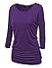 Made By Johnny WT822 Womens 3/4 Sleeve with Drape Top L Dark_Purple
