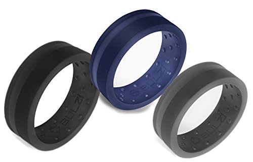 BULZi Wedding Bands, Massaging Comfort Fit Premium Silicone Ring with Airflow, Men's and Women's Rings, Breathable Flexible Work Safety Design (Trio Zi2, Size 10 - (8mm Width Band)) - Thumbnail 6