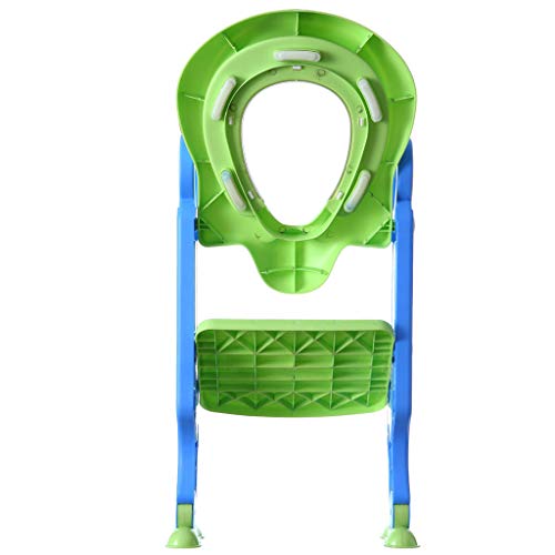 Sinwo Baby Child Potty Training Toilet Trainer Seat Step Stool Ladder Adjustable Training Chair (Green)