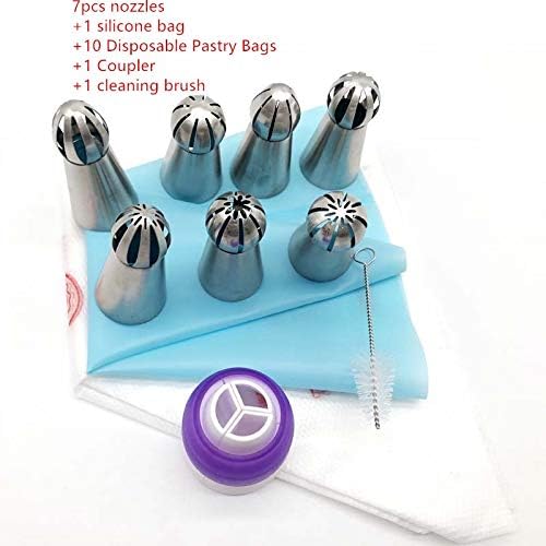 Dessert-Decorators tools | 7Pcs Stainless Steel Sphere Ball Tips Russian Icing Piping Nozzles Tips Pastry Cake Fondant Cupcake Buttercream Diy Baking Tools | By ALILA