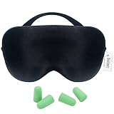 Beautyours Natural Silk Sleep Sleeping Mask Eye Cover Eyeshade Elastic Head Strap Light Blocking W/Soft Foam Ear Plugs 2 Pairs For Hearing Protection Extra Travel Pouch