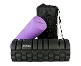 Bodhivana 2-in-1 Therapy Massage Foam Rollers for Muscles with Travel Bag, Instructional Video and 2 E-Books - Purple