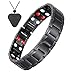 Magnetic Bracelets USWEL Titanium Healing Magnet Therapy Bracelets Pain Relief for Arthritis and Carpal Tunnel with 44pcs (4000gauss) Energy Minerals+Lava Pendant Necklace for Men/Women