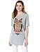 Allegra K Women Short Sleeve Cartoon Owl Prints Side Split Loose Fit Shirt, Light Grey, Medium / US 10