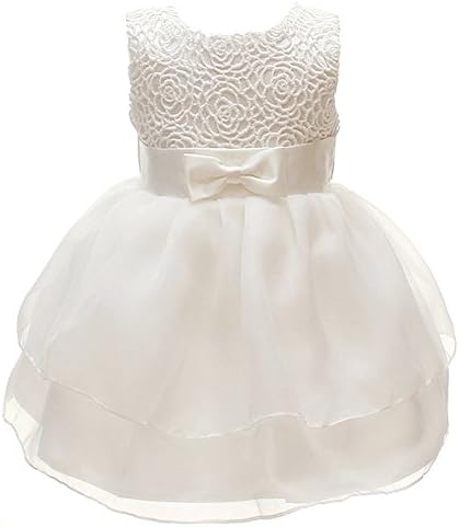 Dreamy Lantana Baby Girls Dresses Bow Pageant Wedding Dress (3M/0-6months, Ivory)