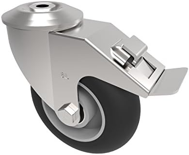 BIL BZMM150SRERBJBH12SWB Series BZMM Castor, Bolt Hole Fixing, Elastic Rubber On Aluminium, 150 mm Diameter, 190 mm Height, 90 mm Head, 250 kg Load Capacity, 47 mm Tread, 168 mm Radius, Black