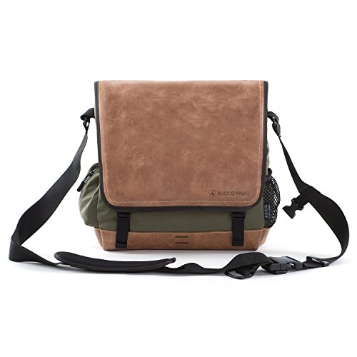 EVENaBAG Sitztasche, ausklappbarer Liegematte und aufhängebarem Kulturbeutel in Olivgrün | Echtleder Schultertasche für Herren & Damen – Bild 3