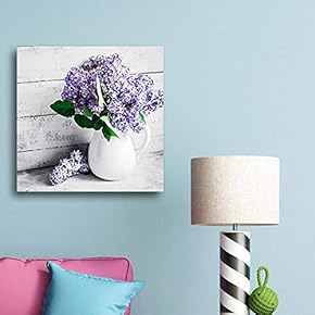 Canvas Wall Art - Elegant Lilac Light Purple and Pink Flowers in White China Bottle Mordern Home Decoration 12"x12"