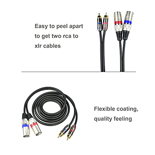 Mugteeve Dual RCA Male to Dual XLR Male Cable Adapter, 5FT Unbalanced L