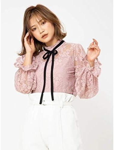 Amazon セシルマクビー Cecil Mcbee 総レースボウタイ付きブラウス ピンク M シャツ ブラウス 通販