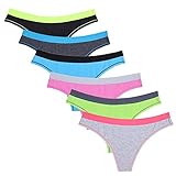 6-Pack G-string Low Waist Invisible No-Show Cotton Color Patchwork Sexy Thong Seamless Bikini Panties(L, green and red and black and gray and blue and hoary)