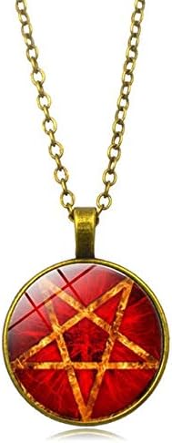 RQZQ Necklace Supernatural Pentacle Hebrew Charm Pentagram Pendant Statement Necklace Men Star Amulet Chain Talisman Necklaces
