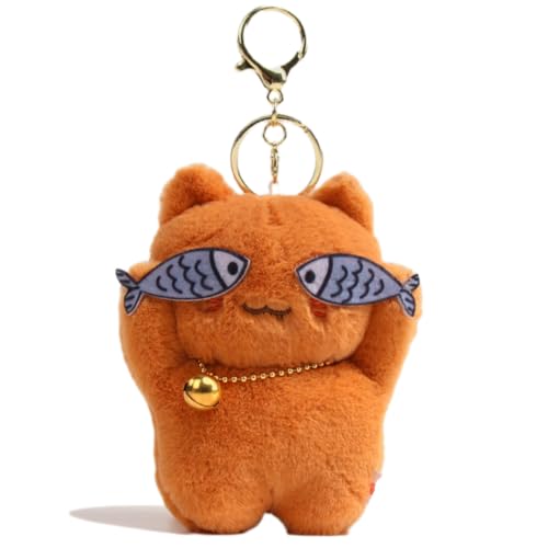 BONTOUJOUR Super Funny Cute Happy Fish Taiyaki Kitty Key Chain Catching Fish Cat Lucky Keychain Happy Cat Good Luck Bag Charm Pendant at Amazon
