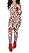 M.Brock Women Long Sleeve Bandage Bodycon Sequin Jumpsuit Tattoo Print Bodysuit