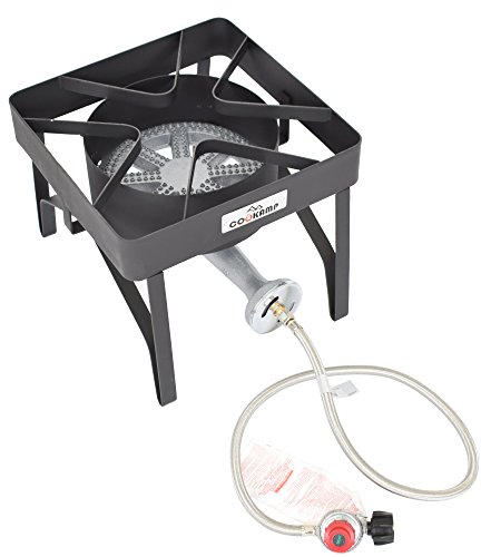 COOKAMP High Pressure Banjo 1-Burner Outdoor Propane Gas Cooker with 0-20 PSI Adjustable Regulator and Steel Bradied Hose [ 2018 New Model ] SA1250 - Thumbnail 6