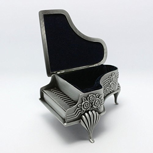 Naimo New Vintage Piano Design Jewelry Box Decorated with Rose Sculpture Creative Gift Present (Large piano)
