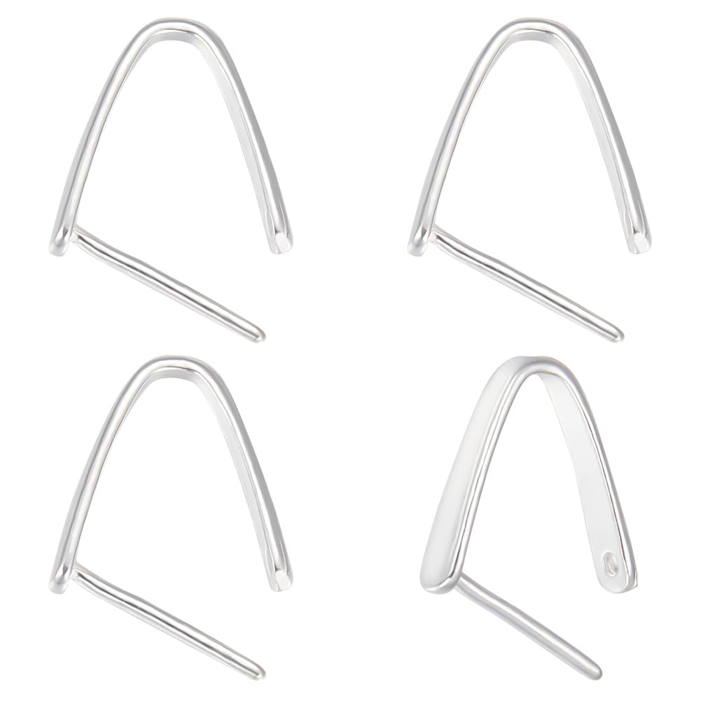 Beebeecraft 1 Box 6Pcs Snap on Bails 925 Sterling Silver Pinch Bail Clips Jewellery Making Pendant Charms Connector Clasps for Dangle Charms Necklace Jewelry DIY Craft (Pin: 0.03 inch(0.8mm)