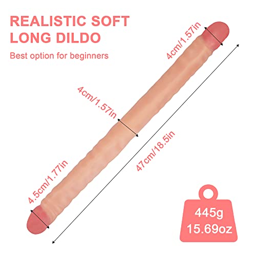 18.5 Inches Double Ended Dildo Realistic Anal Long Dildo Penis Soft and Flexible with Veins and Glans Adult Sex Toys for Women/Men/Lesbian