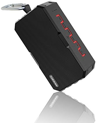 SARDINE 10W, IP65 waterproof Portable Power bank, Bluetooth Shower Speaker, up2 12 Hours Playtime &amp; 25m BT Range, for indoor outdoor beach &amp; poolside, compatible with iphone &amp; android (Black&amp;Red)