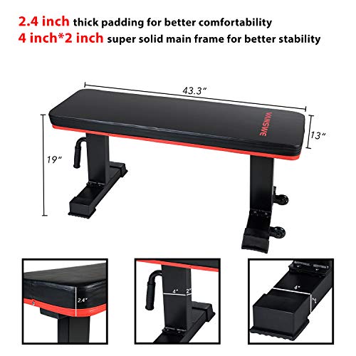 Vanswe Flat Bench 1000lbs Workout Utility Exercise Flat Weight Bench Press for Home Gym Fitness Weight Lifting Training (Black)