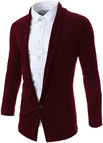 CANSOS Mens Fashion Open Shawl Cardigan of Various Styles (US,L/Asia,XL) Wine Red