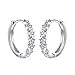 925 Sterling Silver Pave Cz Star Small Hoop Earrings for Women