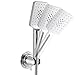 BQTime Universal 3 Mode Angle Adjustable Shower Head Holder,Solid Vacuum Suction Cup Handheld Shower Bracket with Adhesive 3M Stick Disc, Reusable, Heavy Duty, Waterproof, Wall Mount Bathroom, Chrome