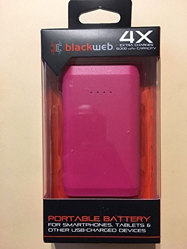 Blackweb BWB16WI019 4X 9000 mAh Capacity Portable Battery Charger, Pink