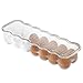 mDesign Stackable Plastic Covered Egg Tray Holder, Storage Container and Organizer for Refrigerator, Carrier Bin with Lid and Handle - Each Holds 14 Eggs - Pack of 2, Clear