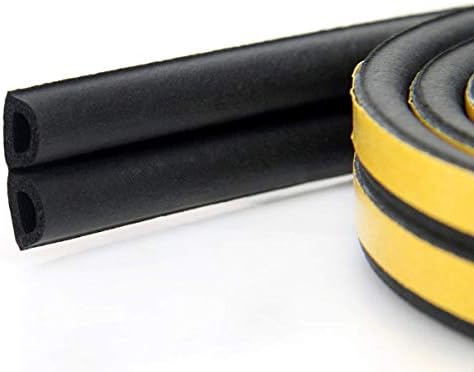 Self-Adhesive EPDM Doors and Windows Draught Excluder Foam Seal Strip Soundproofing Collision Avoidance Rubber Weatherstrip 3/8-Inch x 1/4-Inch x 2.5-Meters Total 2 Pack 10m((D Model, Black)