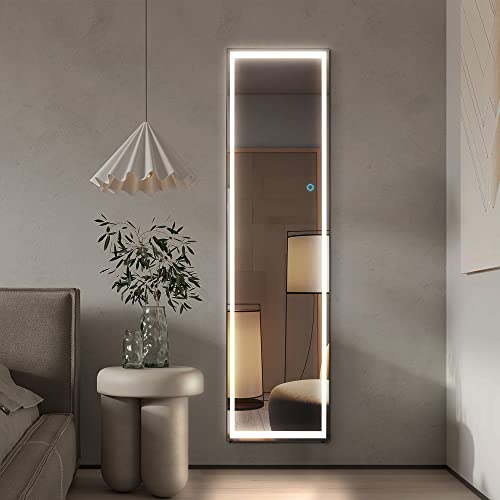 LVSOMT Full Length Tall Floor Mirror with LED Lights, Free Standing