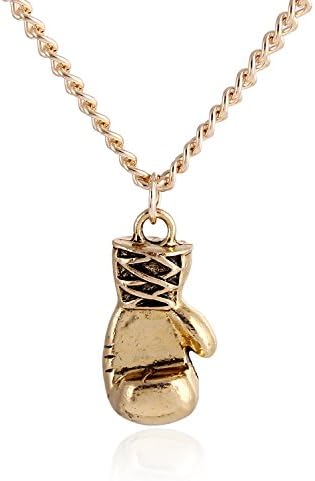 Aoloshow Men's Boy's Boxing Glove Pendant Necklace in Gold Silver Color with Gift Box