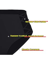 COLO - Bañador sexy para mujer con tiras de encaje en los laterales y talle alto, estilo retro