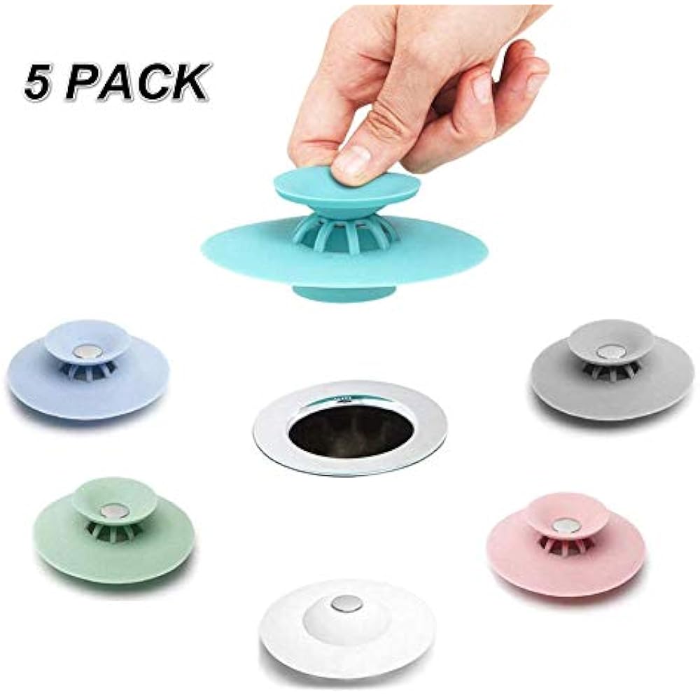 5 Pack Drain Stoppers Shower Silicone Trap Hair Catcher Bathtub
